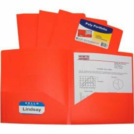 C-Line Products C-Line Products Two-Pocket Heavyweight Poly Portfolio Folder, Orange, 25 Folders/Set 33952-BX